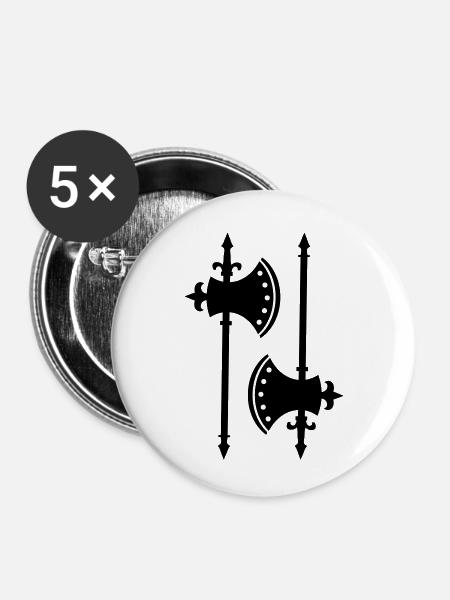 äxte - Buttons klein 25 mm (5er Pack) - Weiß