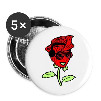 Femme DJ Rose Fleur Joli Visage Féminin - Lot de 5 petits badges (25 mm) - blanc - Devant