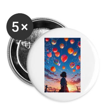 Girl with balloons - Buttons small 1''/25 mm (5-pack) - white - Front