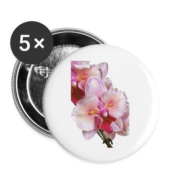 Phalaenopsis Cygne Fard à joues Fleur d’orchidée pélorique - Lot de 5 petits badges (25 mm) - blanc - Devant
