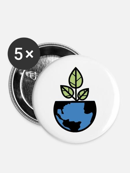 planet erde - Buttons klein 25 mm (5er Pack) - Weiß