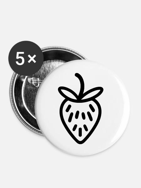 Erdbeere - Buttons klein 25 mm (5er Pack) - Weiß