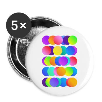 Knallbunte Kreise - Buttons klein 25 mm (5er Pack) - Weiß - Vorne