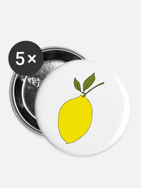 zitrone - Buttons klein 25 mm (5er Pack) - Weiß