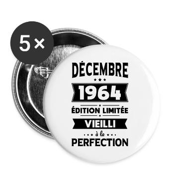 60. Geburtstag - Dezember 1964 Perfektion - Buttons klein 25 mm (5er Pack) - Weiß - Vorne