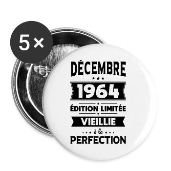 60. Geburtstag - Dezember 1964 Perfektion - Buttons klein 25 mm (5er Pack) - Weiß - Vorne