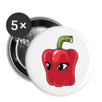 Poivrons Poivrons Légumes Végétarien Cuisinier Chefs - Lot de 5 petits badges (25 mm) - blanc - Devant