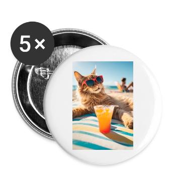 Cats - Pension - Buttons small 1''/25 mm (5-pack) - white - Front