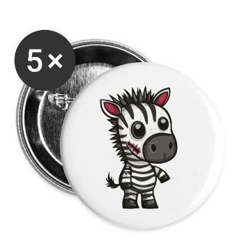 Zebra Halloween Lustig Zombie - Buttons klein 25 mm (5er Pack) - Weiß - Vorne