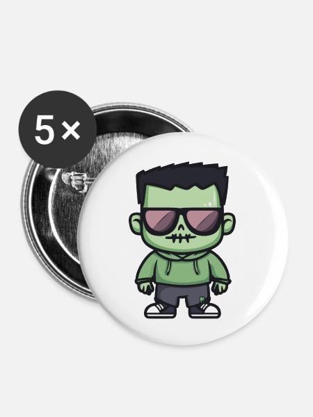 Zombie Halloween Cool - Buttons klein 25 mm (5er Pack) - Weiß