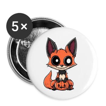 Renard Halloween Drôle Zombie - Lot de 5 petits badges (25 mm) - blanc - Devant
