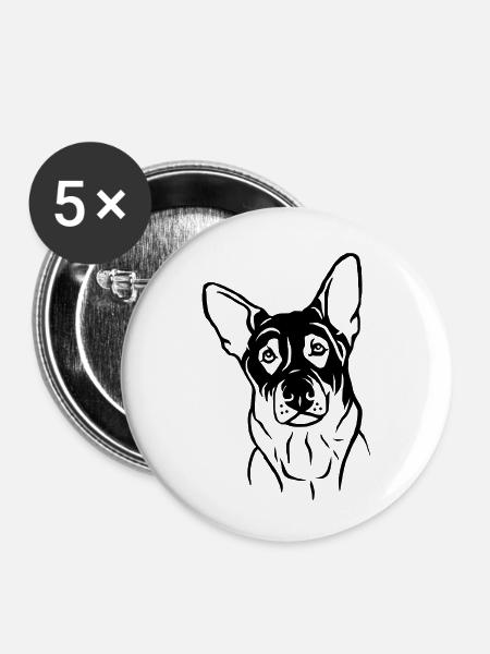 Schäferhund - Buttons klein 25 mm (5er Pack) - Weiß