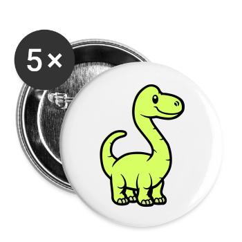 Dinosaurier Brontosaurus Comic - Buttons klein 25 mm (5er Pack) - Weiß - Vorne