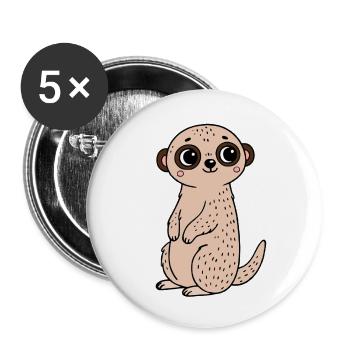Suricate - Lot de 5 petits badges (25 mm) - blanc - Devant