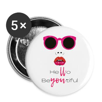 Hello BeYOUtiful Bold Art - Buttons small 1''/25 mm (5-pack) - white - Front