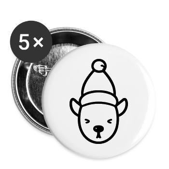 renne de noel - Lot de 5 petits badges (25 mm) - blanc - Devant