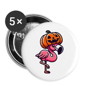 Drôle Halloween citrouille flamant rose automne fantaisiste - Lot de 5 petits badges (25 mm) - blanc - Devant