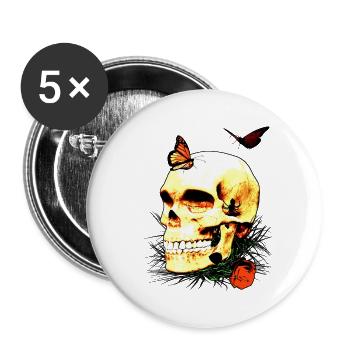 Skull... perfect for halloween - Buttons small 1''/25 mm (5-pack) - white - Front