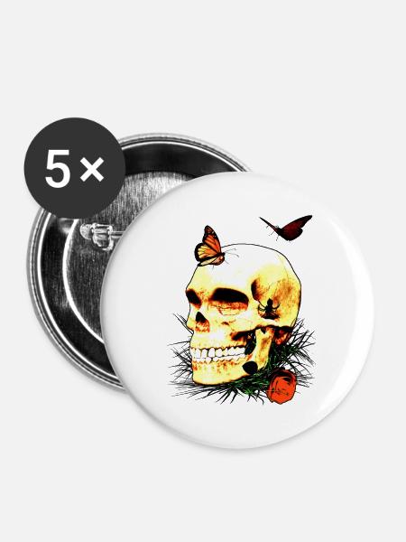 skull...perfect for halloween - Buttons klein 25 mm (5er Pack) - Weiß