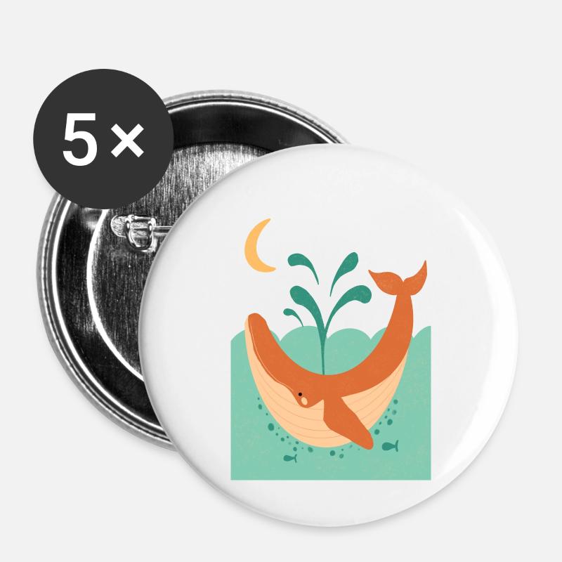 Wal - Buttons klein 25 mm (5er Pack) - Weiß