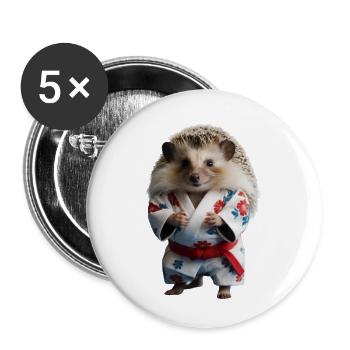 Herisson sportif - Lot de 5 petits badges (25 mm) - blanc - Devant