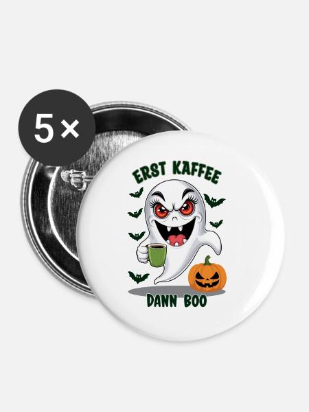 Böser Geist mit Kaffee - Buttons klein 25 mm (5er Pack) - Weiß