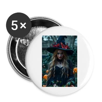 HALLOWEEN-GARTEN - Buttons klein 25 mm (5er Pack) - Weiß - Vorne