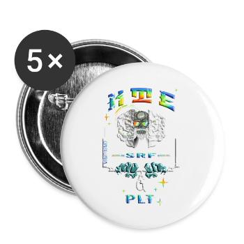 Pilote de kitesurf - Lot de 5 petits badges (25 mm) - blanc - Devant
