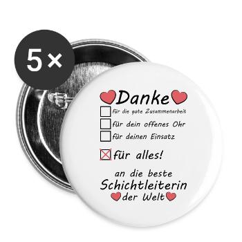 Beste Schichtleiterin Danke Sagen zum Abschied - Buttons klein 25 mm (5er Pack) - Weiß - Vorne