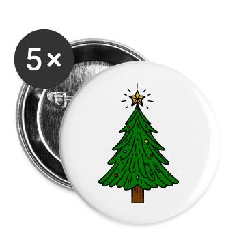 Sapin de Noël - Lot de 5 petits badges (25 mm) - blanc - Devant
