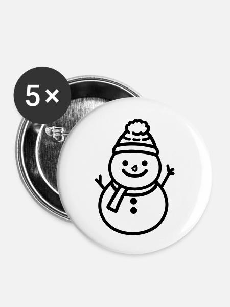 Schneemann - Buttons klein 25 mm (5er Pack) - Weiß