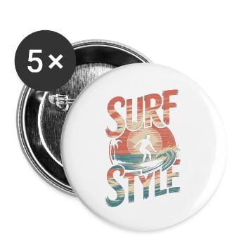 surf style et soleil vintage - Lot de 5 petits badges (25 mm) - blanc - Devant