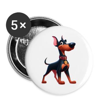 Doberman 3 - Buttons small 1''/25 mm (5-pack) - white - Front