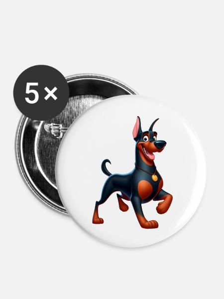 Dobermann 4 - Buttons klein 25 mm (5er Pack) - Weiß