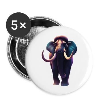 Großes gruseliges Mammut - Buttons klein 25 mm (5er Pack) - Weiß - Vorne