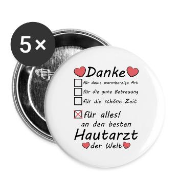 Beste Hautarzt Danke sagen Dankeschön Abschied - Buttons klein 25 mm (5er Pack) - Weiß - Vorne