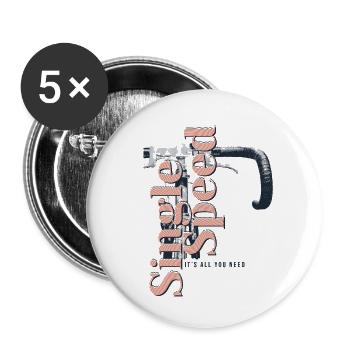 Single Speed Bike T-shirt – Retro Fixie Design - Buttons small 1''/25 mm (5-pack) - white - Front