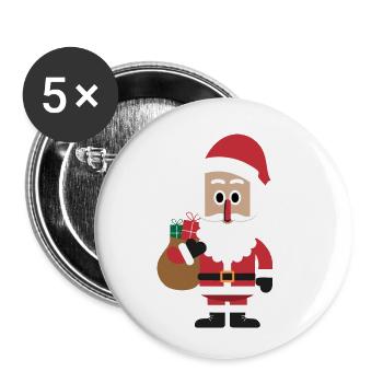 Santa - Buttons small 1''/25 mm (5-pack) - white - Front