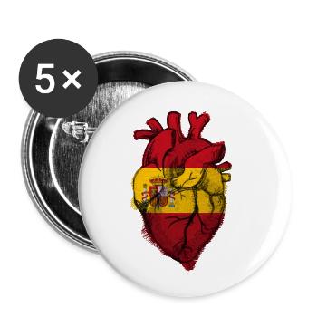 Free Spain Heart Flag - Zeige deine Liebe zu Spanien - Buttons klein 25 mm (5er Pack) - Weiß - Vorne