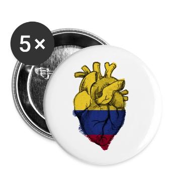 Free Colombia Heart Flag - Zeige deine Liebe zu Kolumbien - Buttons klein 25 mm (5er Pack) - Weiß - Vorne