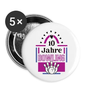 10 Jahre Bowling Jubiläum Bowlingspielerin 10th - Buttons klein 25 mm (5er Pack) - Weiß - Vorne