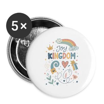 ROYAUME DE LA JOIE - Lot de 5 petits badges (25 mm) - blanc - Devant