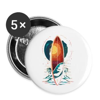 Planche de surf - Lot de 5 petits badges (25 mm) - blanc - Devant