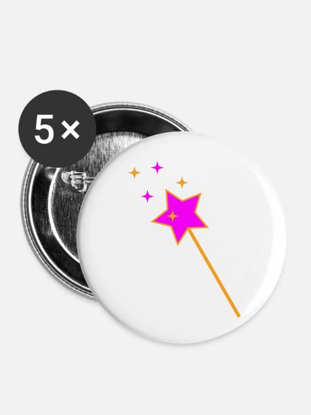 Zauberstab - Buttons klein 25 mm (5er Pack) - Weiß
