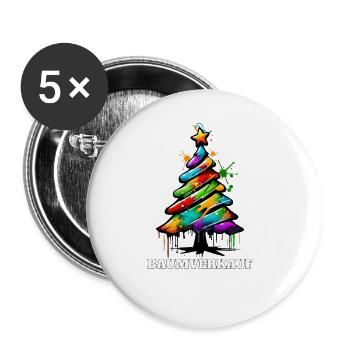 Baumverkauf Weihnachtsbaum Christbaum Tanne - Buttons klein 25 mm (5er Pack) - Weiß - Vorne