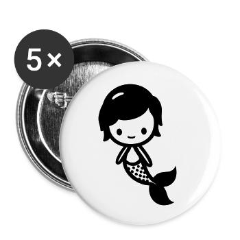 Meerjungfrau - Buttons klein 25 mm (5er Pack) - Weiß - Vorne
