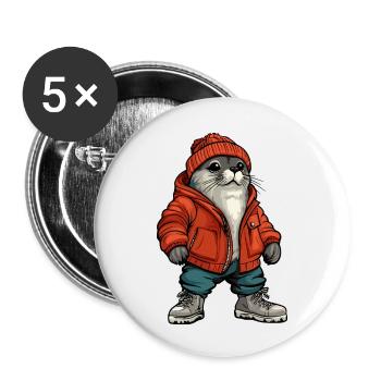 Seal Animal Fashion Winter - Buttons small 1''/25 mm (5-pack) - white - Front