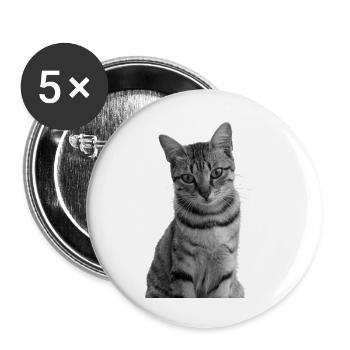 Katze weiß-schwarz Katze schwarzweiß - Buttons klein 25 mm (5er Pack) - Weiß - Vorne