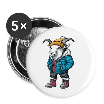 Bergziege Fashion Winter - Buttons klein 25 mm (5er Pack) - Weiß - Vorne
