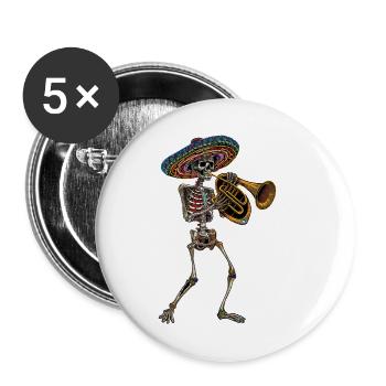 Tuba Mexican Skeleton - Buttons small 1''/25 mm (5-pack) - white - Front